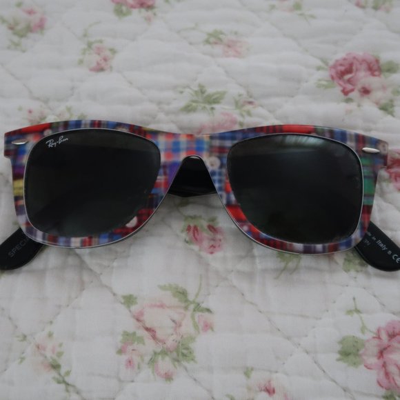 Authentic Vintage 1980s Ray-Ban Sunglasses Plaid RB2140 Italy Special Series #10